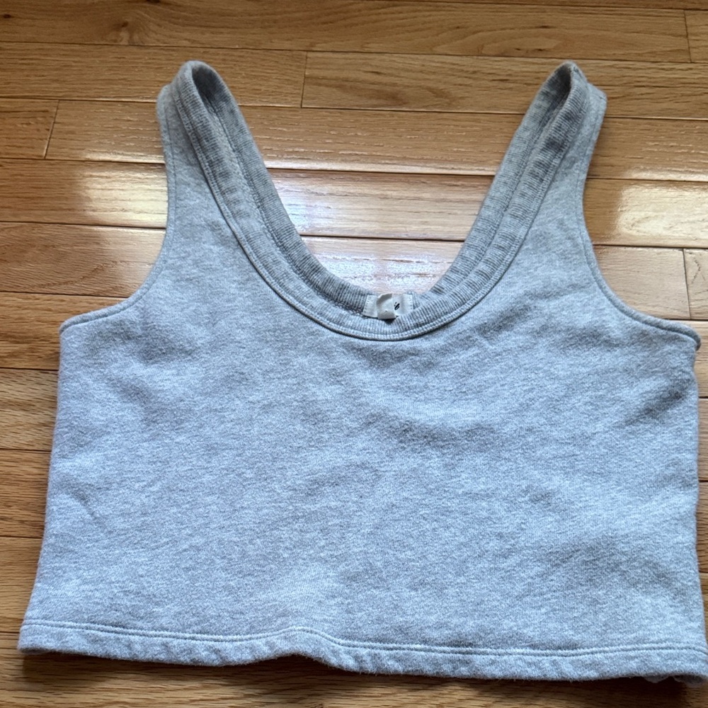 Aerie Gray Sleeveless Crop Top, oversized, size XS